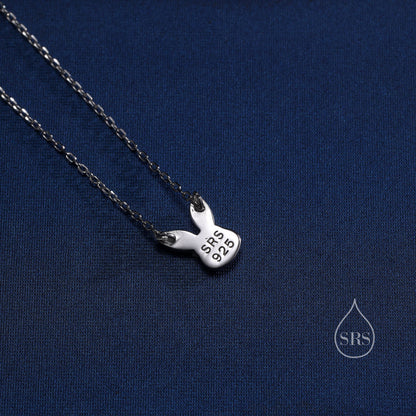 Tiny Little Rabbit Head Pendant Necklace in Sterling Silver, Silver Rabbit Necklace, Silver Hare Necklace, Silver Bunny Necklace