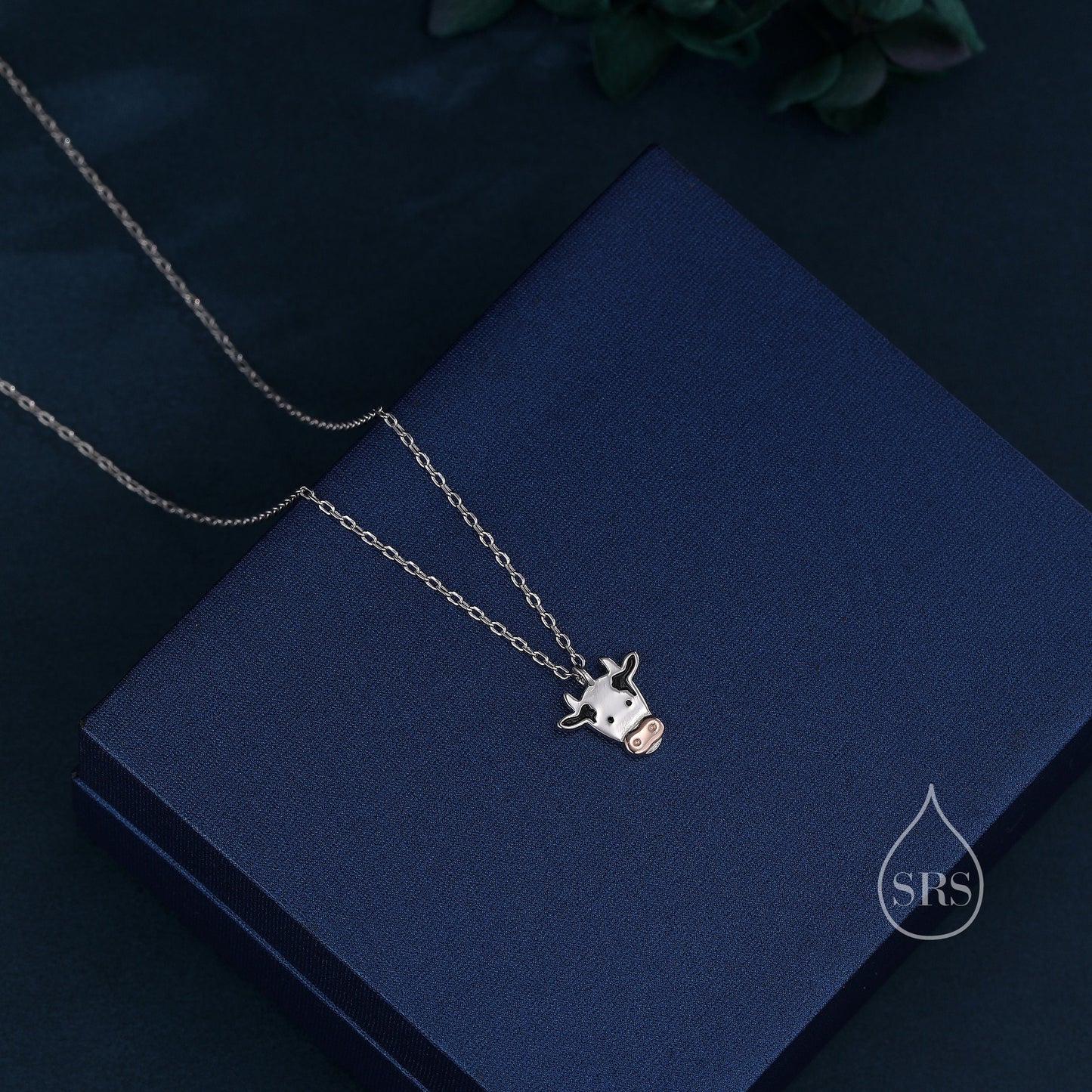 Tiny Dairy Cow Pendant Necklace in Sterling Silver, Dairy Cow Necklace, Farm Animal Necklace, Scottish-Inspired Jewellery