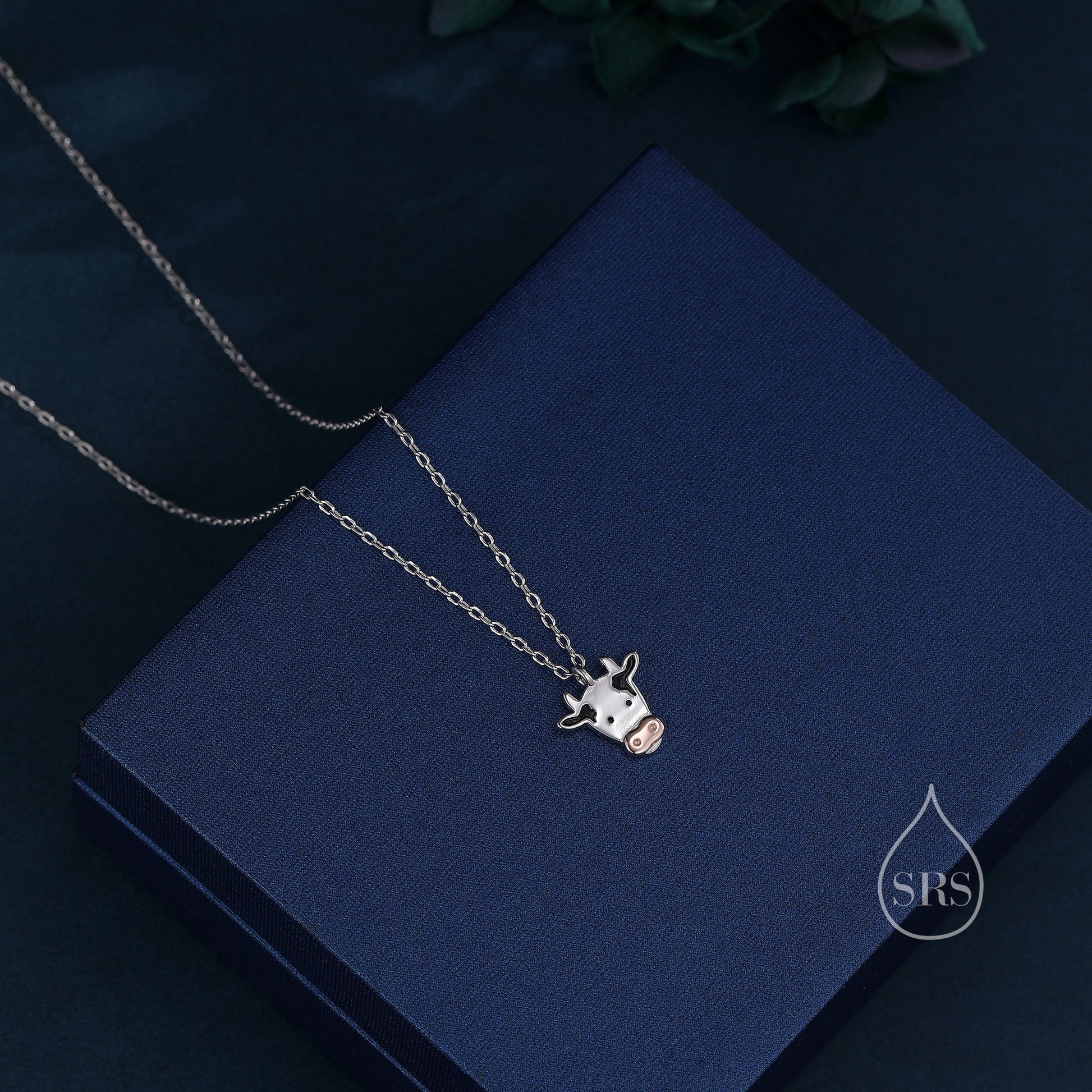 Tiny Dairy Cow Pendant Necklace in Sterling Silver, Dairy Cow Necklace, Farm Animal Necklace, Scottish-Inspired Jewellery