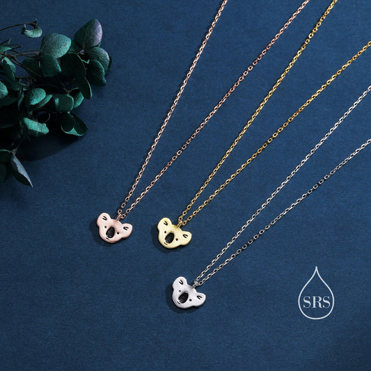 Cute Little Koala Bear Pendant Necklace in Sterling Silver, Silver or Gold or Rose Gold, Koala Necklace in Silver