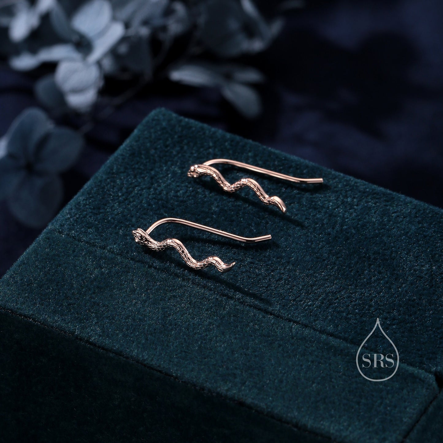 Snake Crawler Earrings in Sterling Silver, Silver or Gold or Rose Gold, Snake Ear Crawlers, Snake Earrings