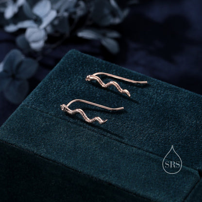 Snake Crawler Earrings in Sterling Silver, Silver or Gold or Rose Gold, Snake Ear Crawlers, Snake Earrings