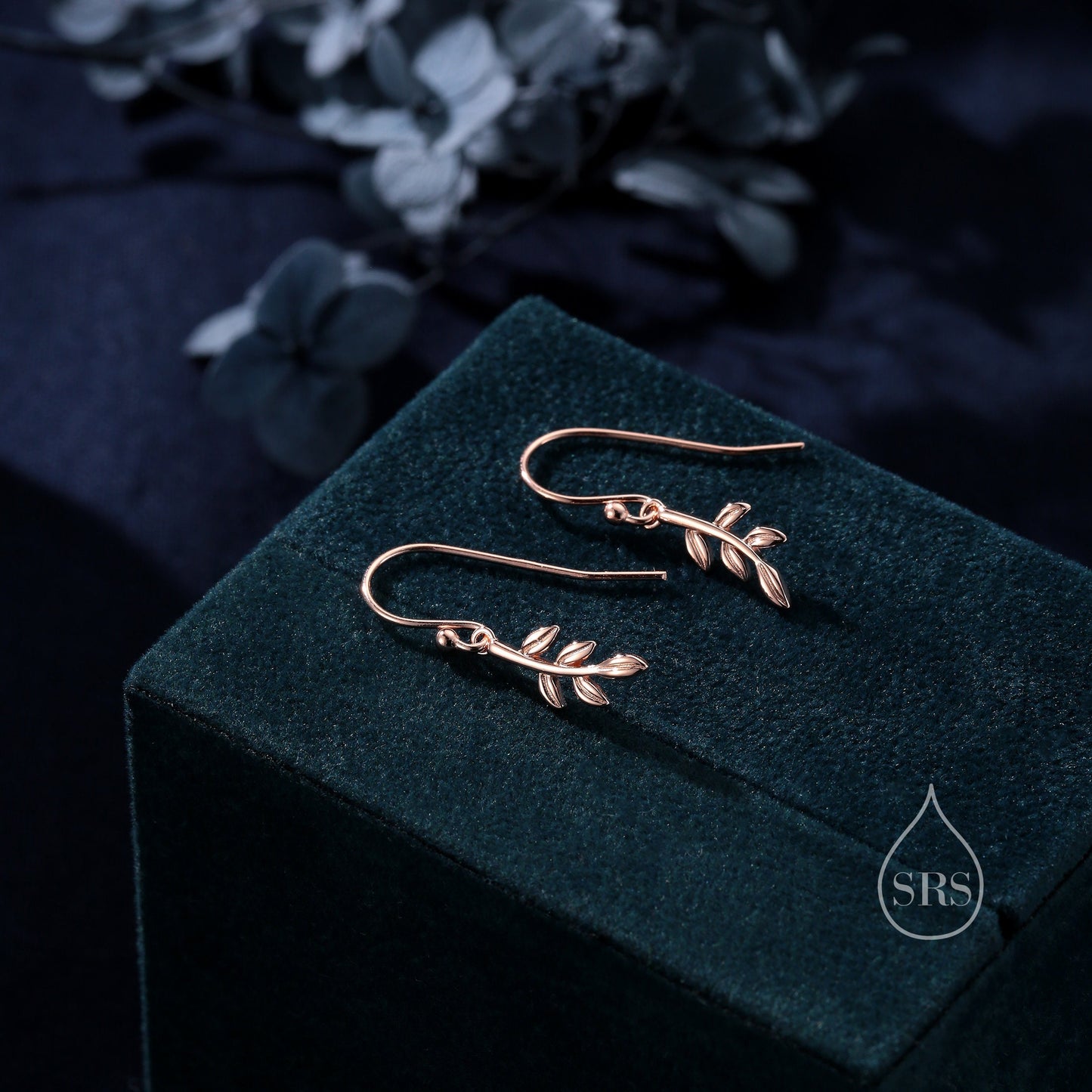 Dainty Olive Leaf Dangle Earrings in Sterling Silver, Silver, Gold or Rose Gold, Olive Branch Earrings, Nature Inspired Leaf Earrings