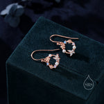 Sterling Silver Flower Wreath Drop Hook Earrings - Silver or Gold or Rose Gold, CZ Circle Flower and Butterfly Dangle Earrings