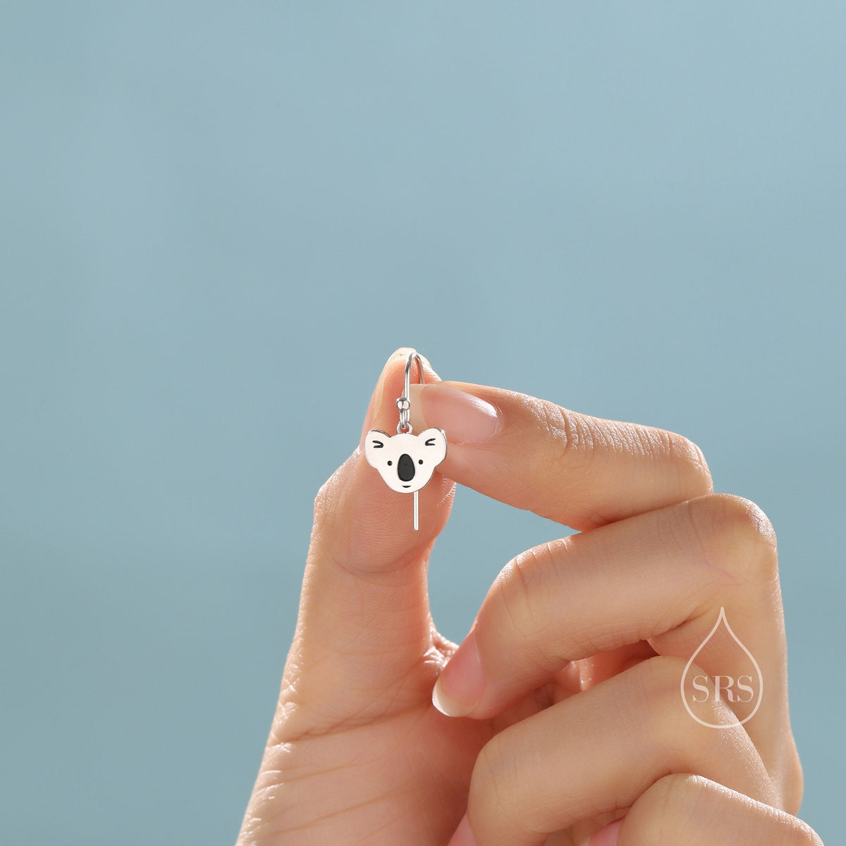 Koala Bear Drop Hook Earrings in Sterling Silver, Silver or Gold or Rose Gold, Koala Dangle Earrings, Koala Drop Earrings
