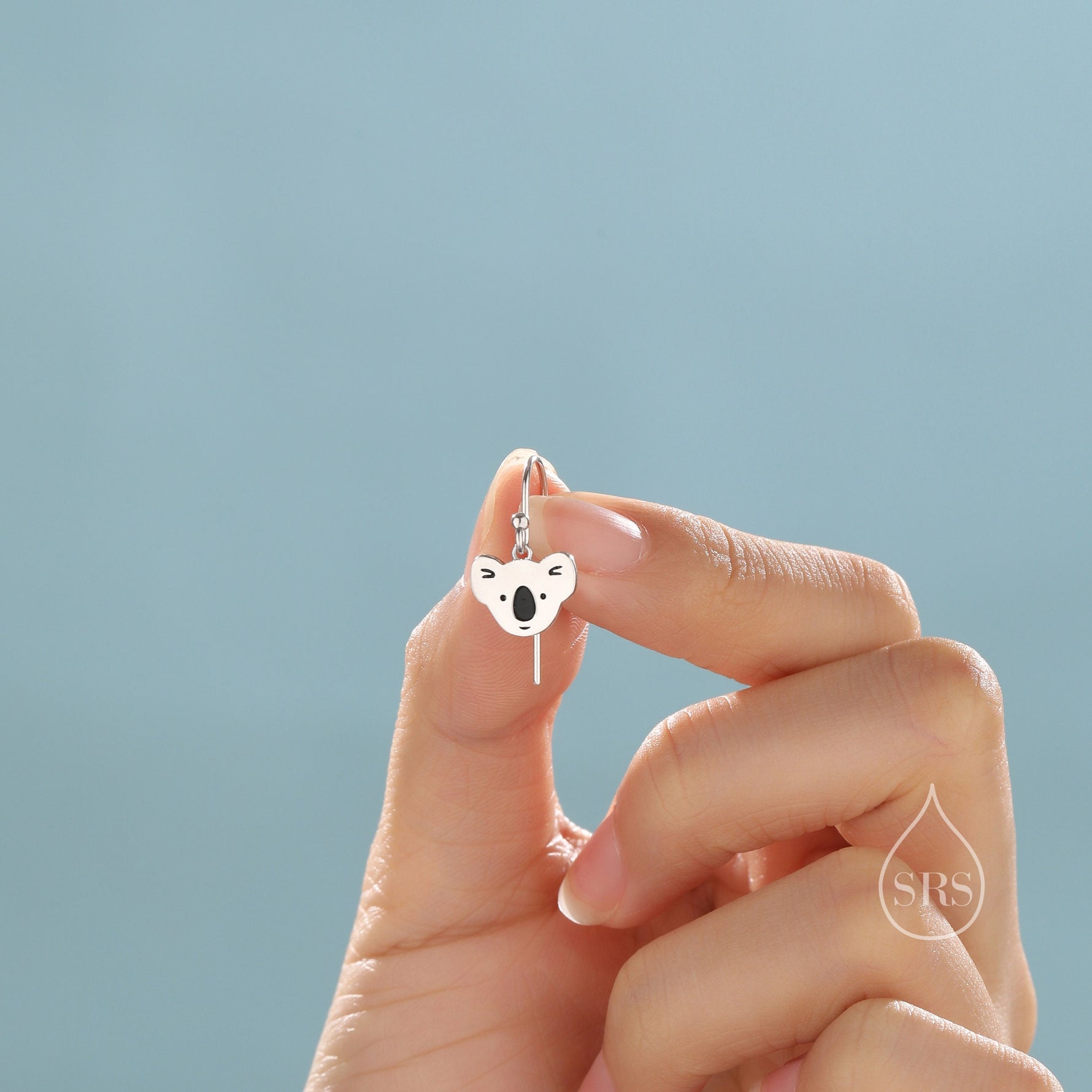 Koala Bear Drop Hook Earrings in Sterling Silver, Silver or Gold or Rose Gold, Koala Dangle Earrings, Koala Drop Earrings