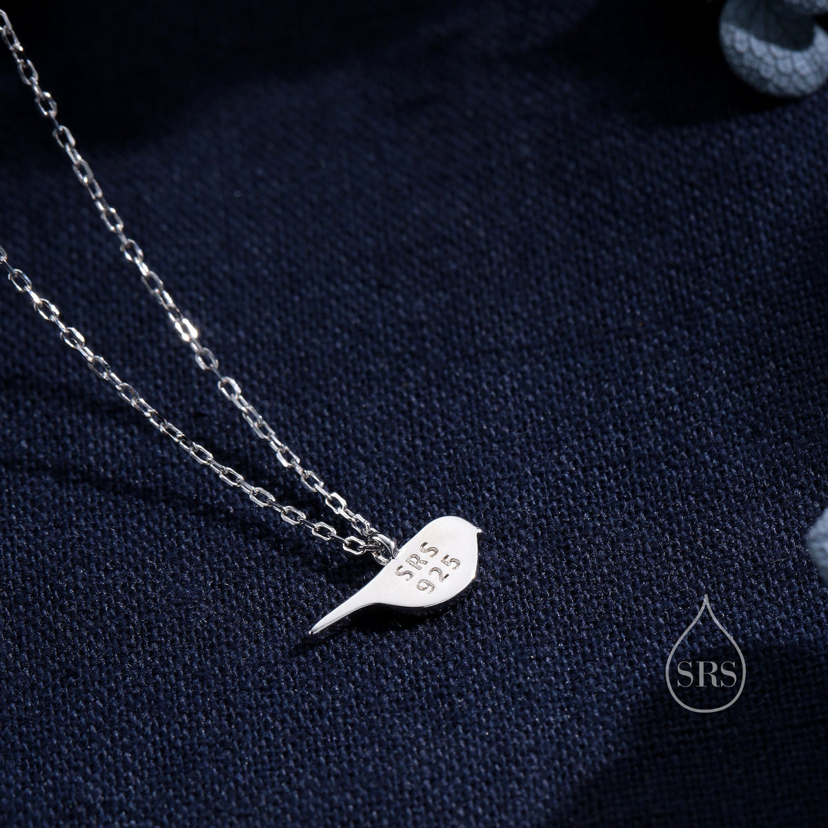 Tiny Little Blue Tit Bird Pendant Necklace in Sterling Silver, Silver Blue Tit Bird Necklace, Silver Bird Necklace, Enamel Bird Necklace