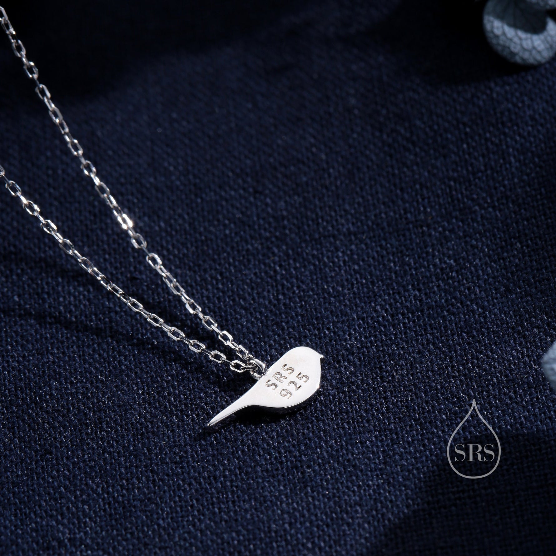 Tiny Little Blue Tit Bird Pendant Necklace in Sterling Silver, Silver Blue Tit Bird Necklace, Silver Bird Necklace, Enamel Bird Necklace