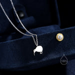 Cute Little Kiwi Bird Pendant Necklace in Sterling Silver, Silver or Gold, Kiwi Bird Necklace in Silver