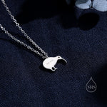 Cute Little Kiwi Bird Pendant Necklace in Sterling Silver, Silver or Gold, Kiwi Bird Necklace in Silver