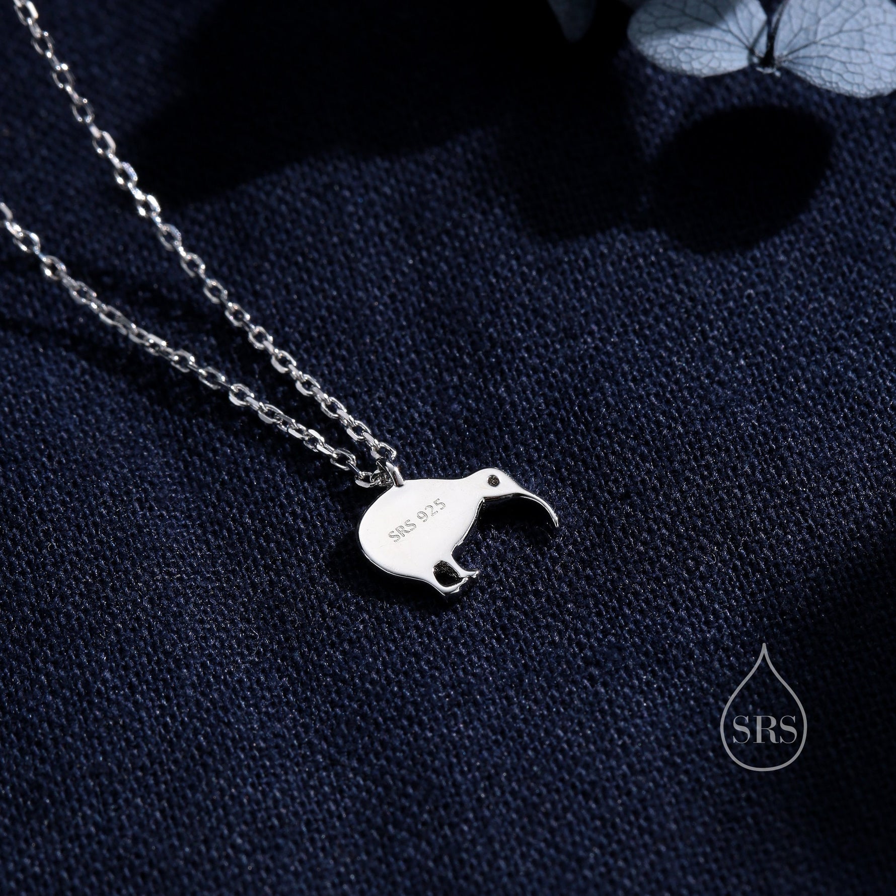 Cute Little Kiwi Bird Pendant Necklace in Sterling Silver, Silver or Gold, Kiwi Bird Necklace in Silver