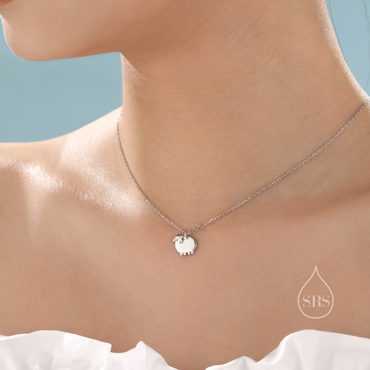 Fluffy Sheep Pendant Necklace in Sterling Silver, Silver, Gold or Rose Gold, Silver Sheep Necklace, Sheep Necklace