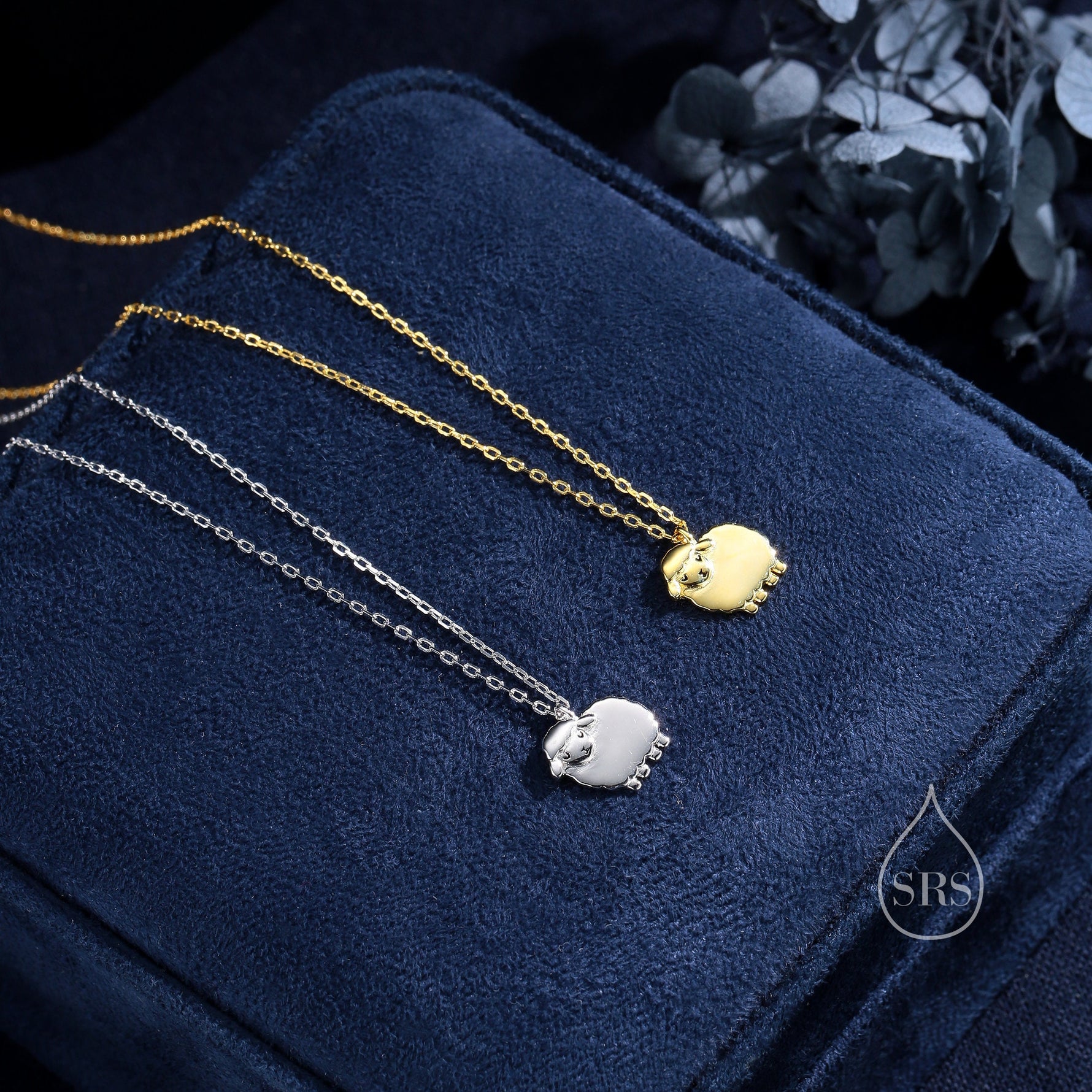 Fluffy Sheep Pendant Necklace in Sterling Silver, Silver, Gold or Rose Gold, Silver Sheep Necklace, Sheep Necklace