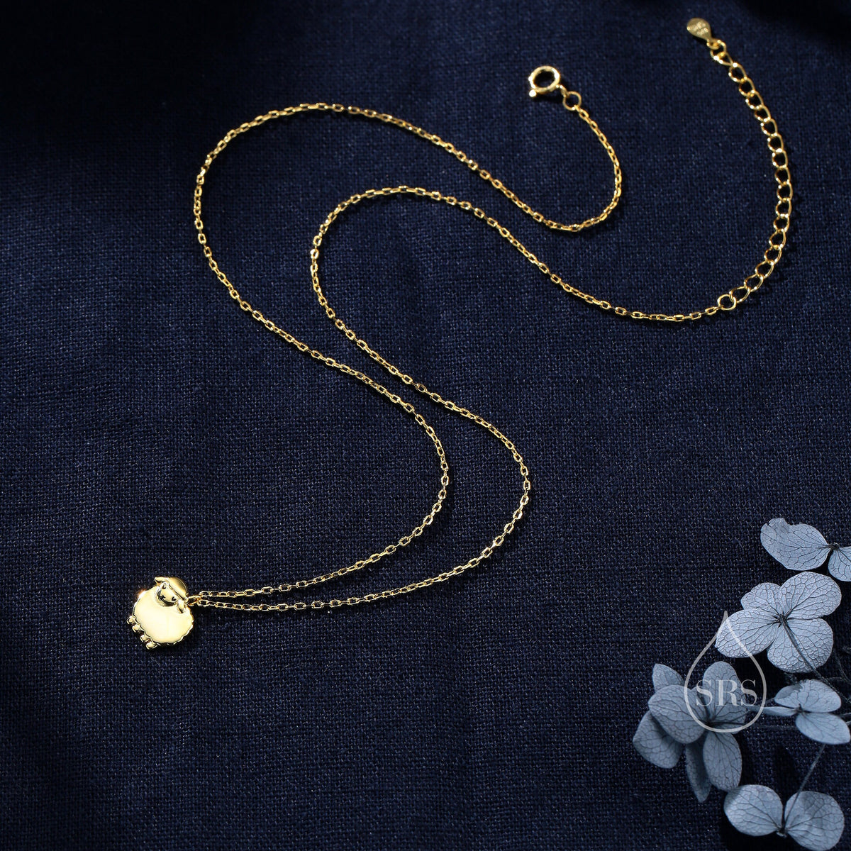 Fluffy Sheep Pendant Necklace in Sterling Silver, Silver, Gold or Rose Gold, Silver Sheep Necklace, Sheep Necklace