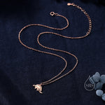 Cute Little Stegosaurus Pendant Necklace in Sterling Silver, Silver or Gold or Rose Gold, Stegosaurus Necklace in Silver