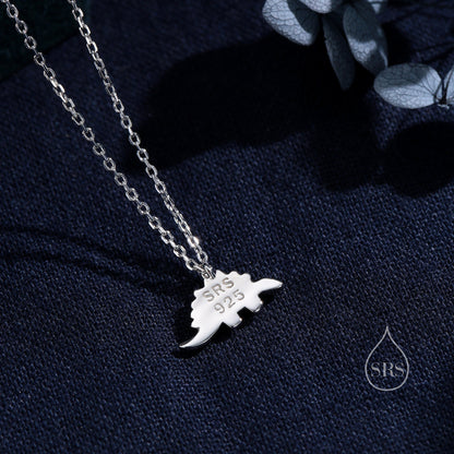 Cute Little Stegosaurus Pendant Necklace in Sterling Silver, Silver or Gold or Rose Gold, Stegosaurus Necklace in Silver