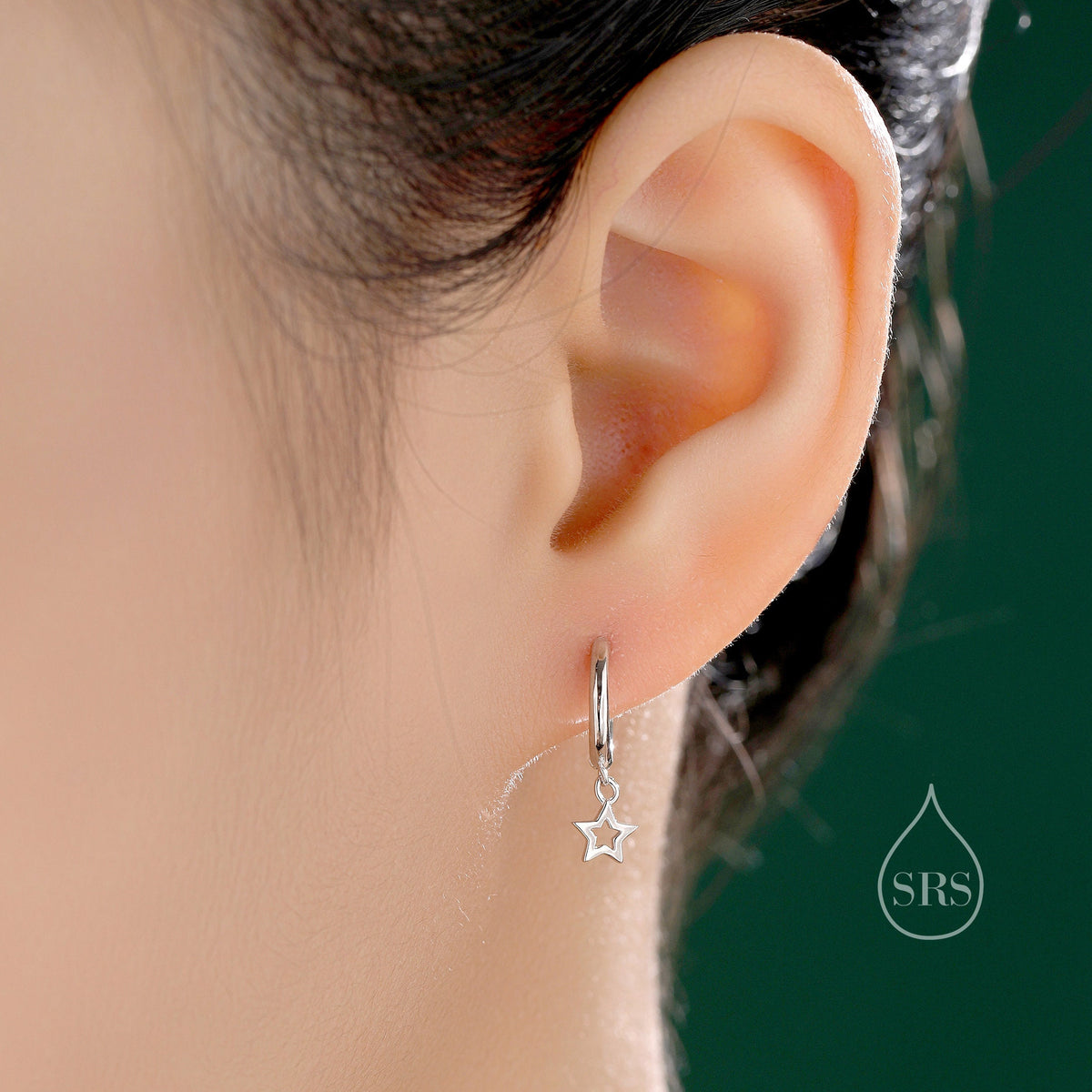 Mismatched Star Dangle Huggie Hoop Earrings