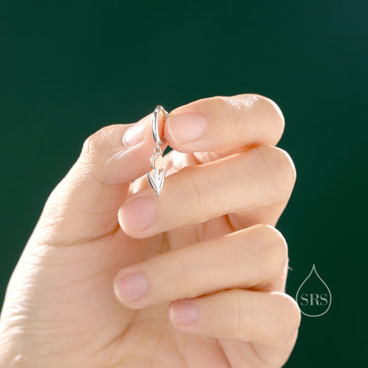 Tulip Flower Huggie Hoop Earrings in Sterling Silver, Two Tone Finish, Flower Earrings, Tulip Earrings