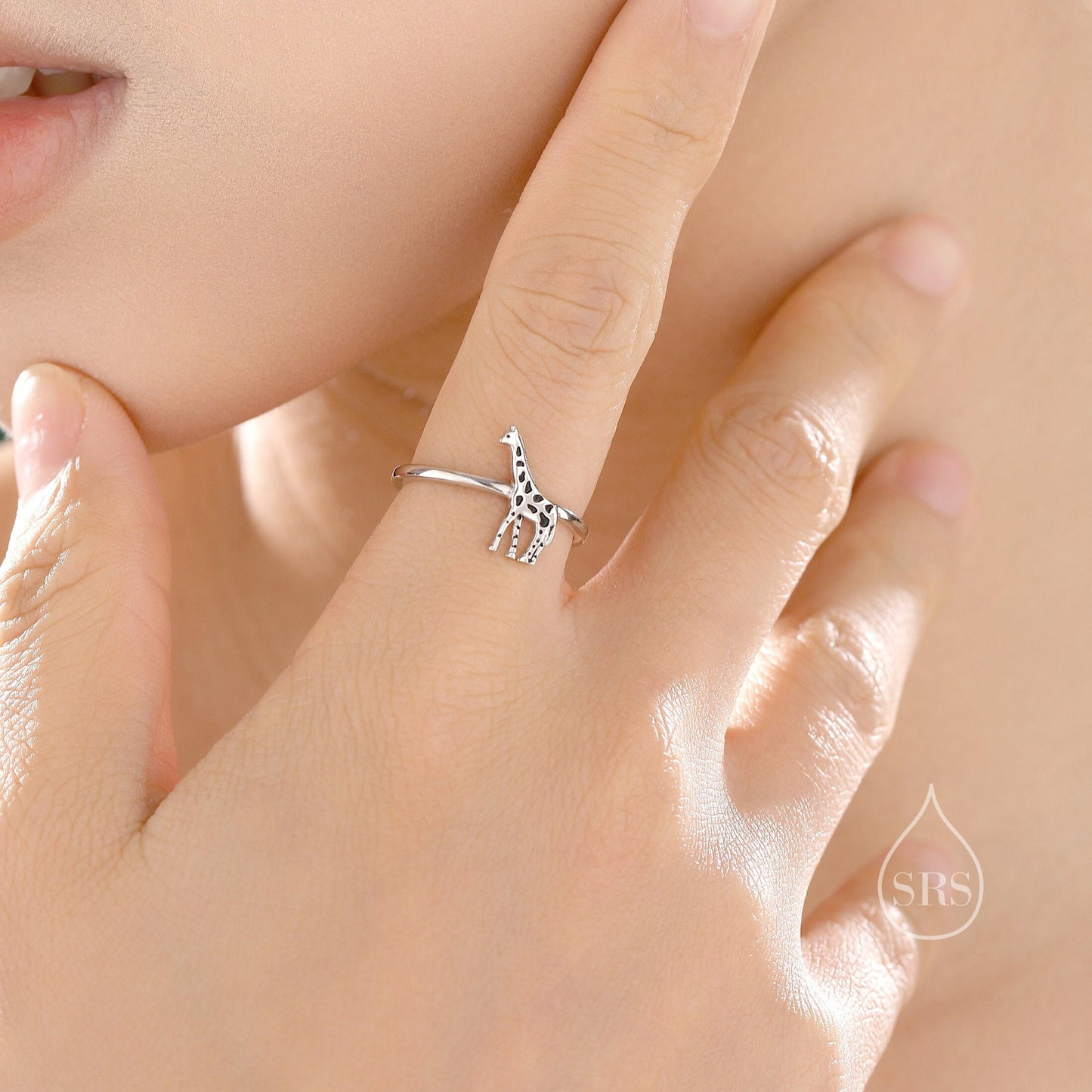 Sterling Silver Cute Little Giraffe Ring, Adjustable Size, Cute Giraffe Jewellery, Dainty and Delicate, Giraffe Ring