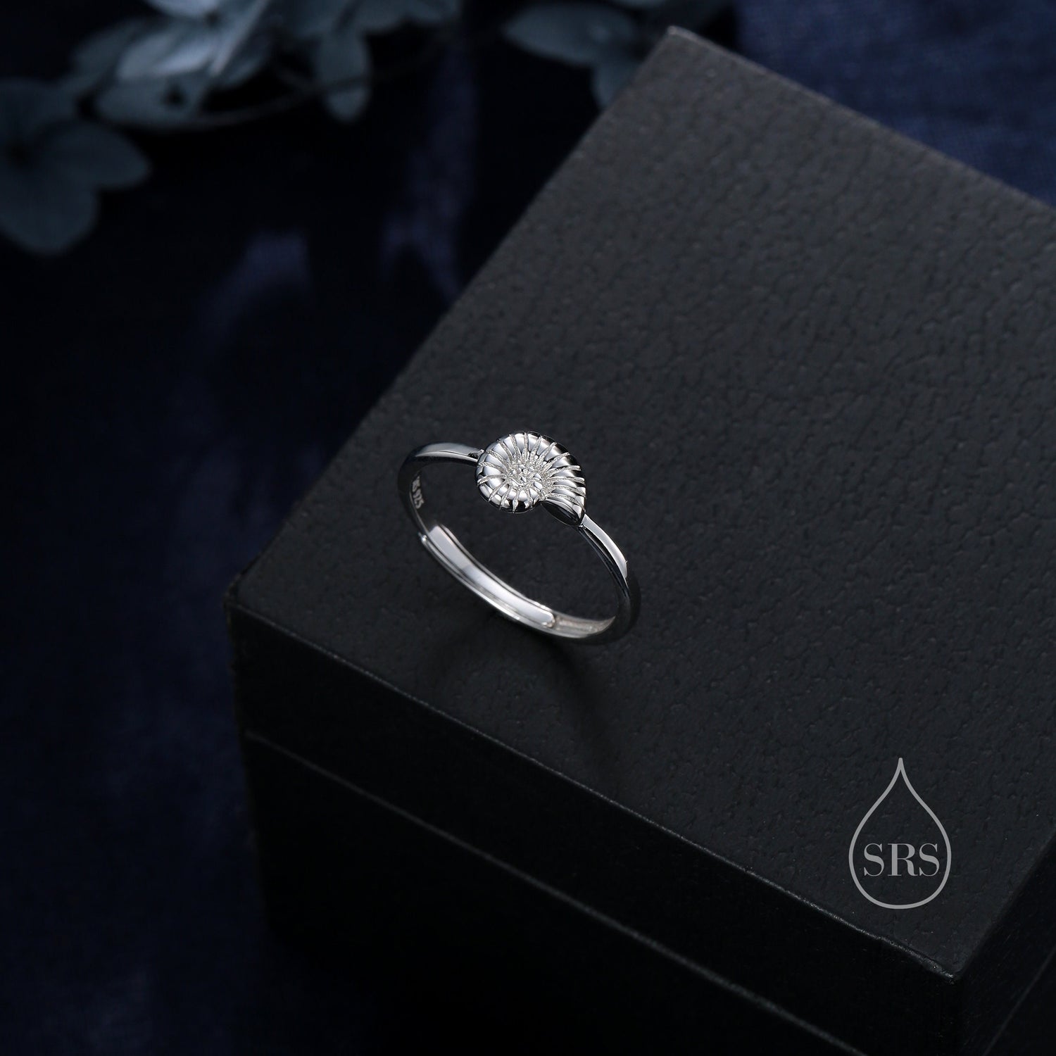 Sterling Silver Cute Little Ammonite Ring, Adjustable Size, Cute Ammonite Shell Ring, Dainty and Delicate, Shell Fossil Ring