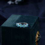 Sterling Silver Delicate Forget-me-not Flower Ring, Adjustable Size, Forget me not enamel flower Motif ring, Dainty and Delicate