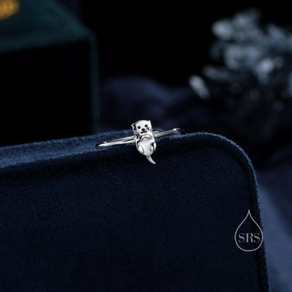 Sterling Silver Cute Little Otter Ring, Adjustable Size, Cute Otter Jewellery, Dainty and Delicate, Otter Ring