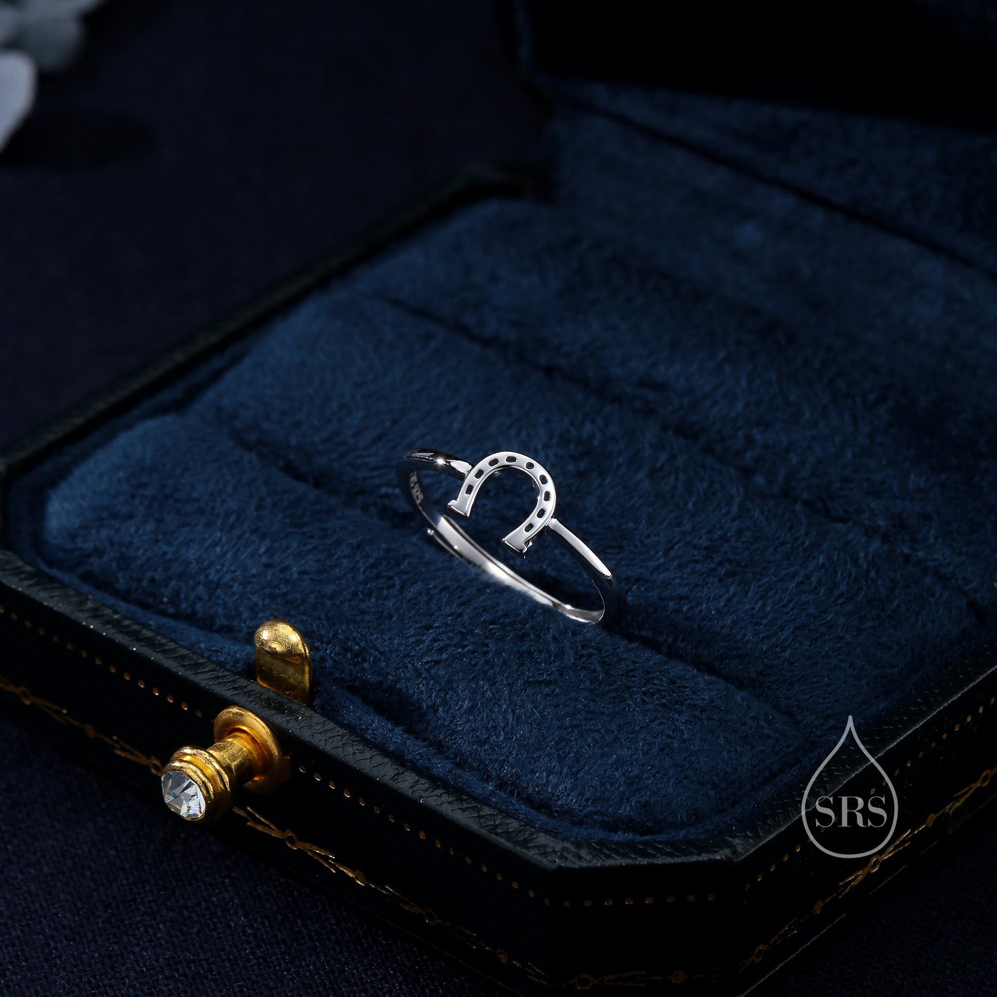 Sterling Silver Cute Little Horseshoe Ring, Adjustable Size, Cute Horseshoe Ring, Dainty and Delicate, Lucky Horse Shoe Ring