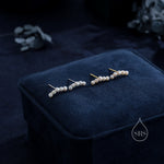 Freshwater Keshi Pearl Curved Bar Crawler Earrings