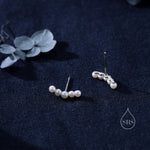 Freshwater Keshi Pearl Curved Bar Crawler Earrings