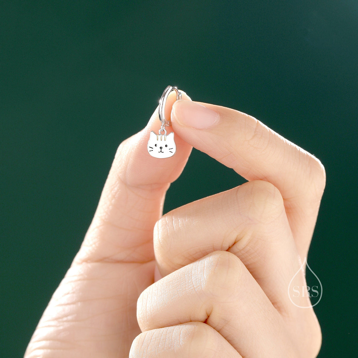 Super Cute Cat Huggie Earrings in Sterling Silver - Cute Cat Huggie Hoops, Cat Lover Gift, Cat Mum Gift, Cat Hoop Earrings