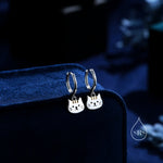 Super Cute Cat Huggie Earrings in Sterling Silver - Cute Cat Huggie Hoops, Cat Lover Gift, Cat Mum Gift, Cat Hoop Earrings
