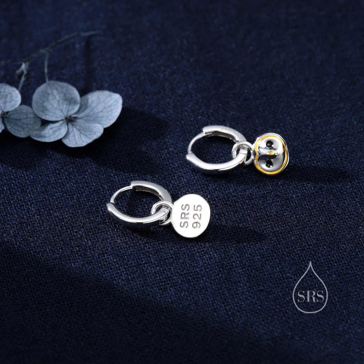 Super Cute Barn Owl Huggie Earrings in Sterling Silver - Cute Baby Owl Huggie Hoops, Detachable Owl Charm Hoops