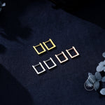 Rectangle Hoop Earrings in Sterling Silver, Silver or Gold, Skinny Geometric Square Hoop Earrings, 12mm Minimalist Hoops