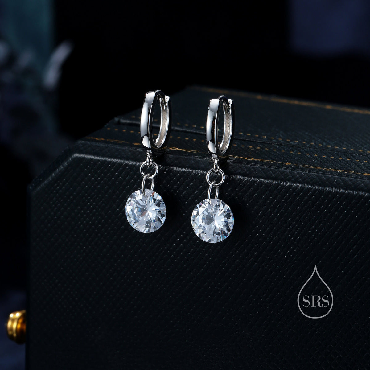 CZ Dangle Huggie Hoop Earrings