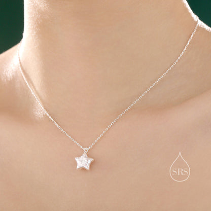 Genuine Star Baroque Pearl Pendant Necklace in Sterling Silver, Delicate Keshi Pearl Star Necklace, Star Pearl Necklace