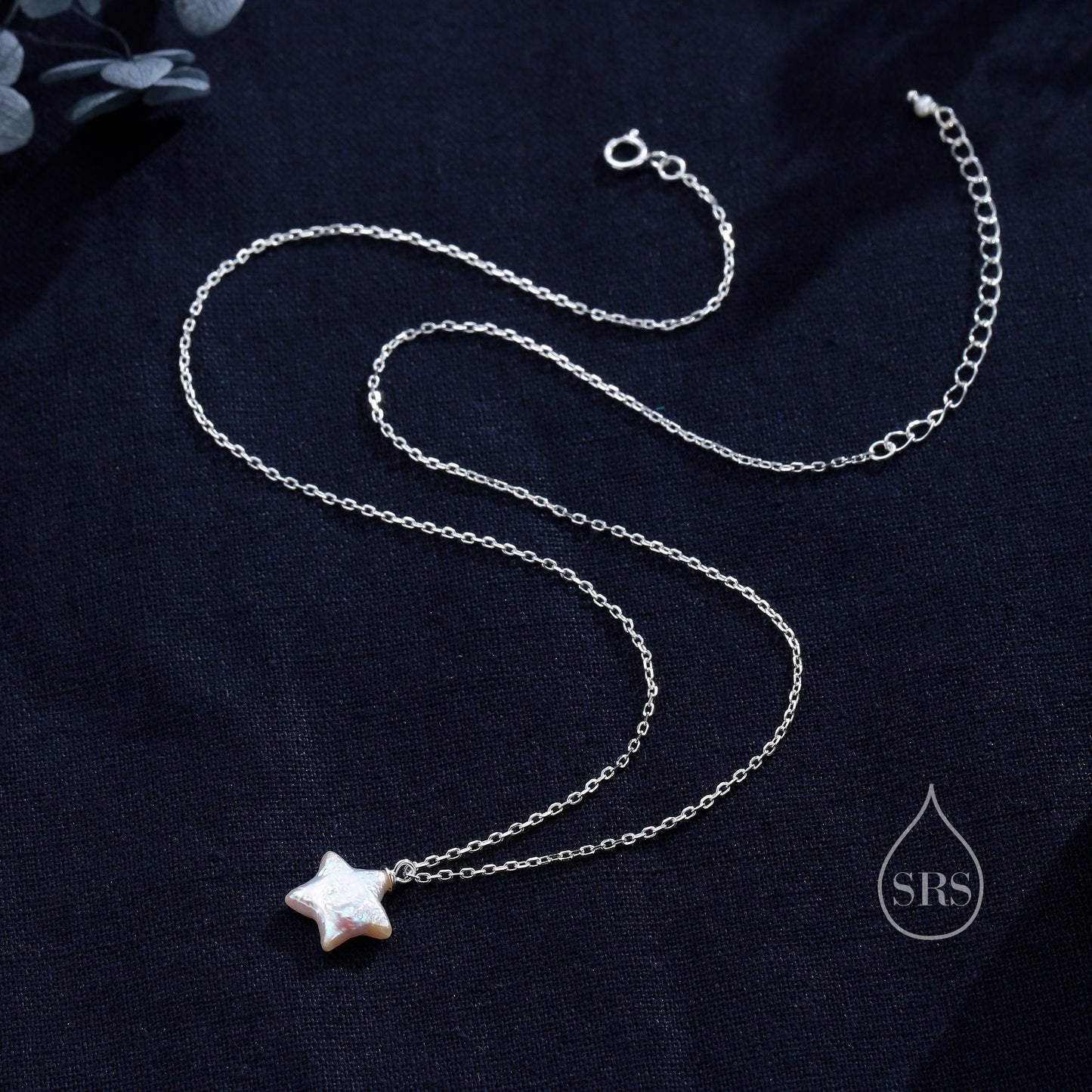 Genuine Star Baroque Pearl Pendant Necklace in Sterling Silver, Delicate Keshi Pearl Star Necklace, Star Pearl Necklace