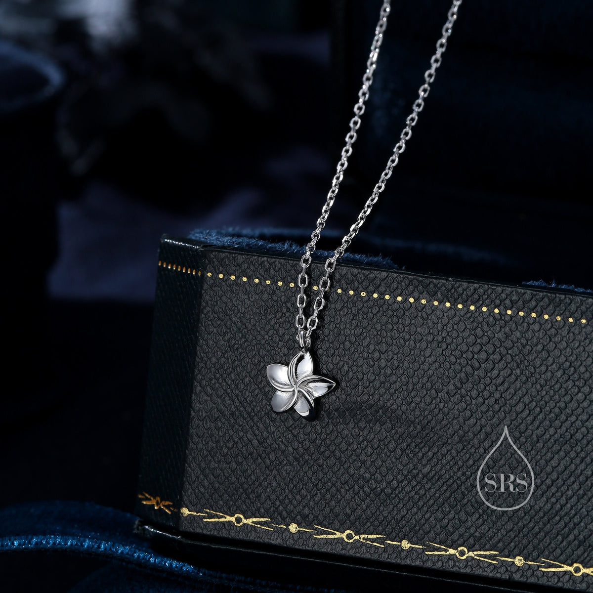 Tiny Plumeria Flower Pendant Necklace in Sterling Silver, Silver or Gold, Plumeria Flower Necklace, Plumeria Necklace, Nature Inspired