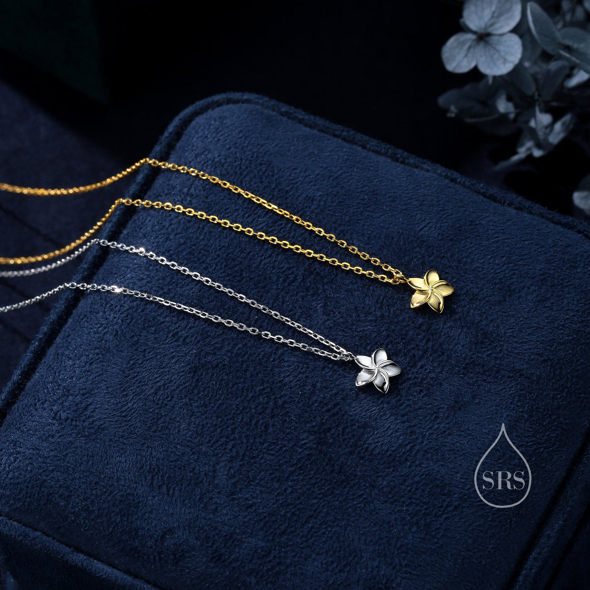 Tiny Plumeria Flower Pendant Necklace in Sterling Silver, Silver or Gold, Plumeria Flower Necklace, Plumeria Necklace, Nature Inspired