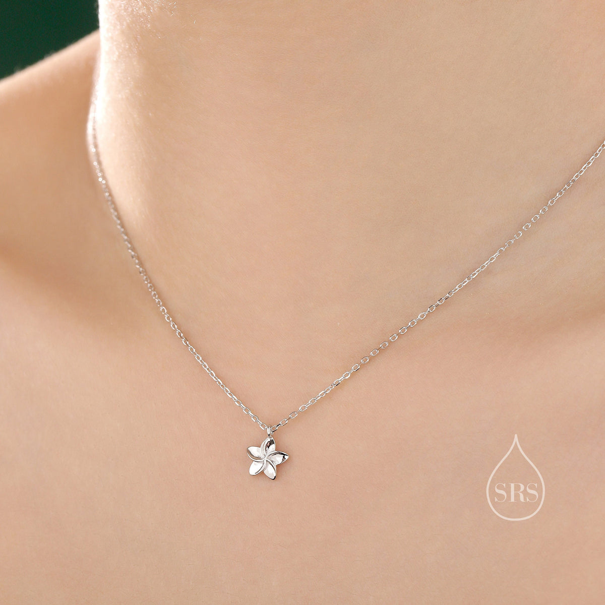 Tiny Plumeria Flower Pendant Necklace in Sterling Silver, Silver or Gold, Plumeria Flower Necklace, Plumeria Necklace, Nature Inspired