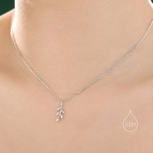 Delicate Olive Leaf Pendant Necklace in Sterling Silver, Olive Leaf Necklace,  Nature Inspired Tree Leaf Necklace