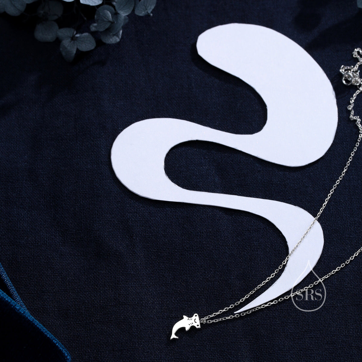 Tiny Smiling Hammerhead Shark Pendant Necklace in Sterling Silver, Silver or gold, Shark Necklace, Shark Fish Necklace, Cute Fish Necklace