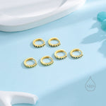 Emerald Green CZ Bezel Huggie Hoop in Sterling Silver, 8mm, Silver or Gold, Green Minimalist Simple Hoop Earrings, Green CZ Hoops