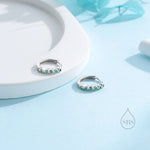 Emerald Green CZ Bezel Huggie Hoop in Sterling Silver, 8mm, Silver or Gold, Green Minimalist Simple Hoop Earrings, Green CZ Hoops