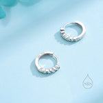 Emerald Green CZ Bezel Huggie Hoop in Sterling Silver, 8mm, Silver or Gold, Green Minimalist Simple Hoop Earrings, Green CZ Hoops