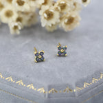 Extra Small Mystic Black Aurora CZ Flower Stud Earrings in Sterling Silver - Aurora AB Crystal CZ Stud, Hydrangea Stud, Colour Changing
