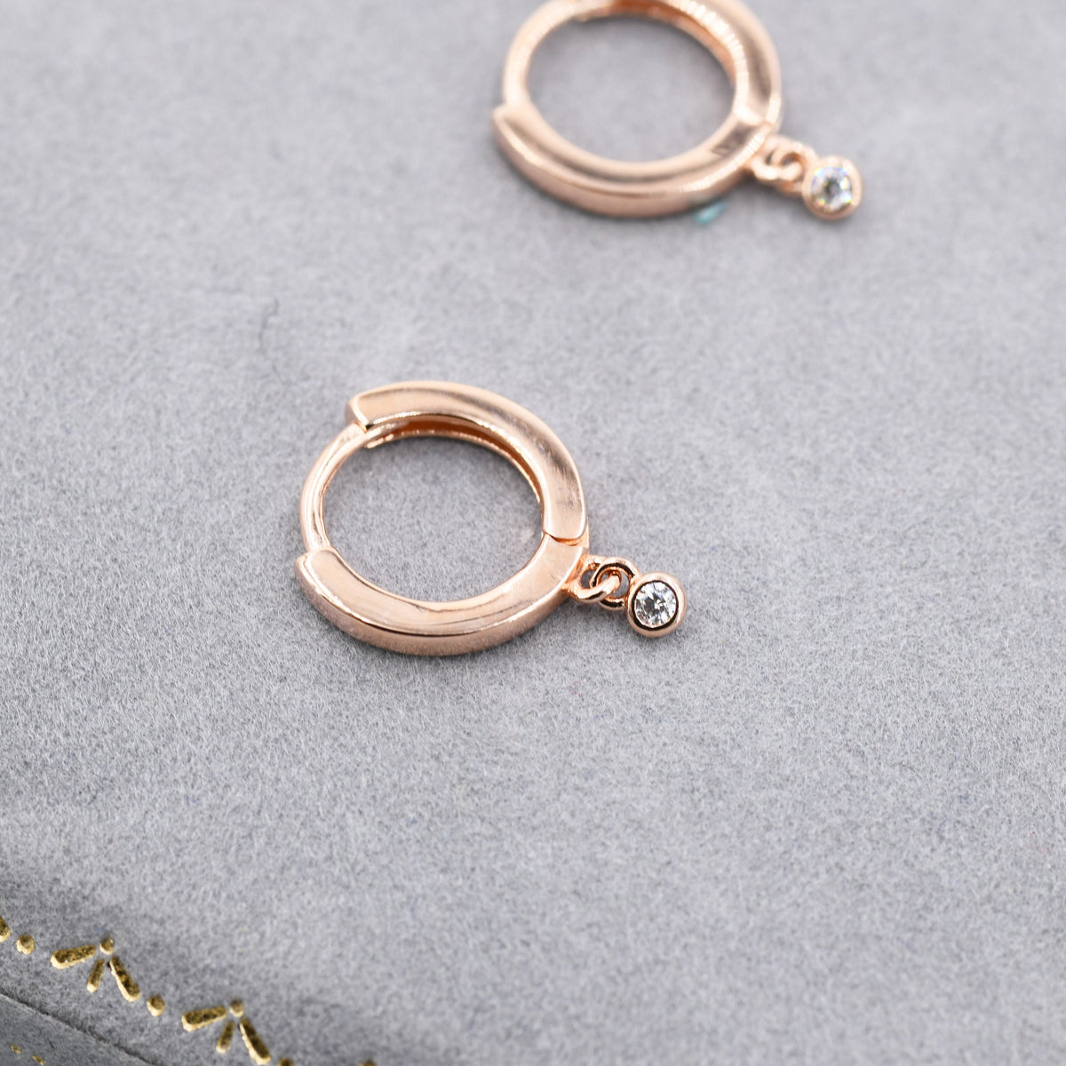 Extra Tiny CZ Huggie Hoop Earrings in Sterling Silver, Silver or Gold, Geometric Hoop Earrings, Green, Blue, Pink, Purple or Clear CZ
