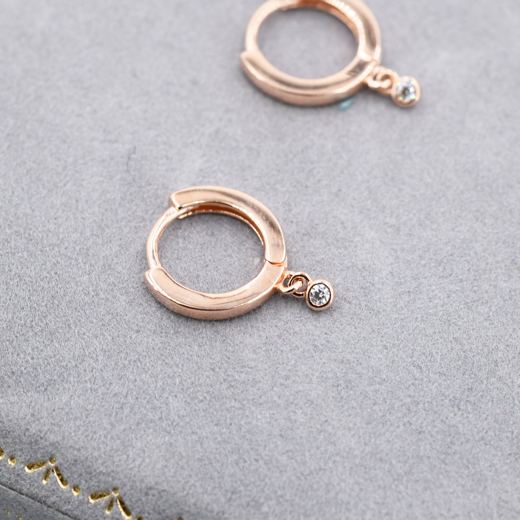Extra Tiny CZ Huggie Hoop Earrings in Sterling Silver, Silver or Gold, Geometric Hoop Earrings, Green, Blue, Pink, Purple or Clear CZ