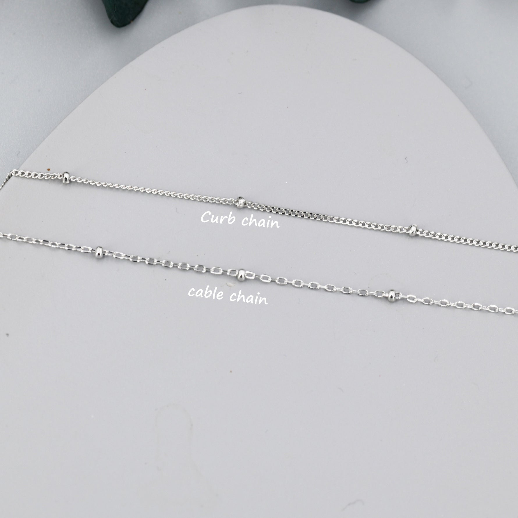 Minimalist Dainty Bead Motif Necklace in Sterling Silver, Various Lengths, Silver or Gold or Rose Gold, Satellite Chain Bead Choker Necklace
