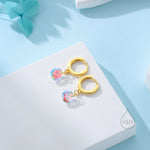 Dangle Aurora CZ Huggie Hoop Earrings in Sterling Silver, Silver or Gold, Delicate Sparky AB CZ Skinny Hoops, Colour Changing Crystal Hoops
