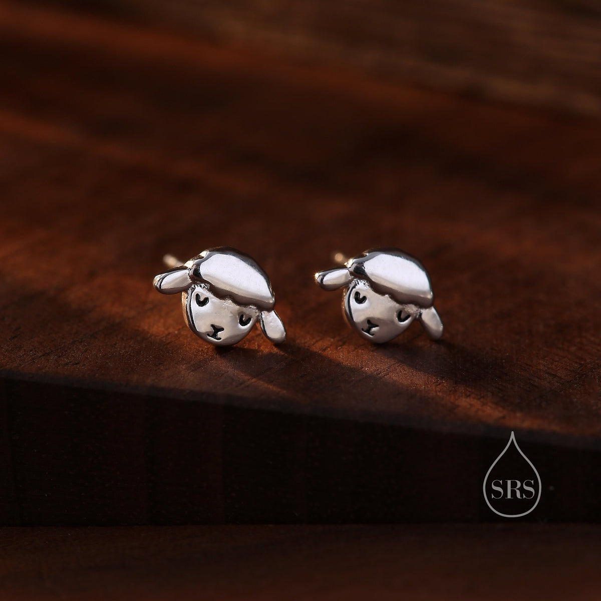 Cute Sheep Stud Earrings in Sterling Silver, Fluffy Sheep Face Earrings, Nature Inspired Sheep Head Earrings, Pet Lover